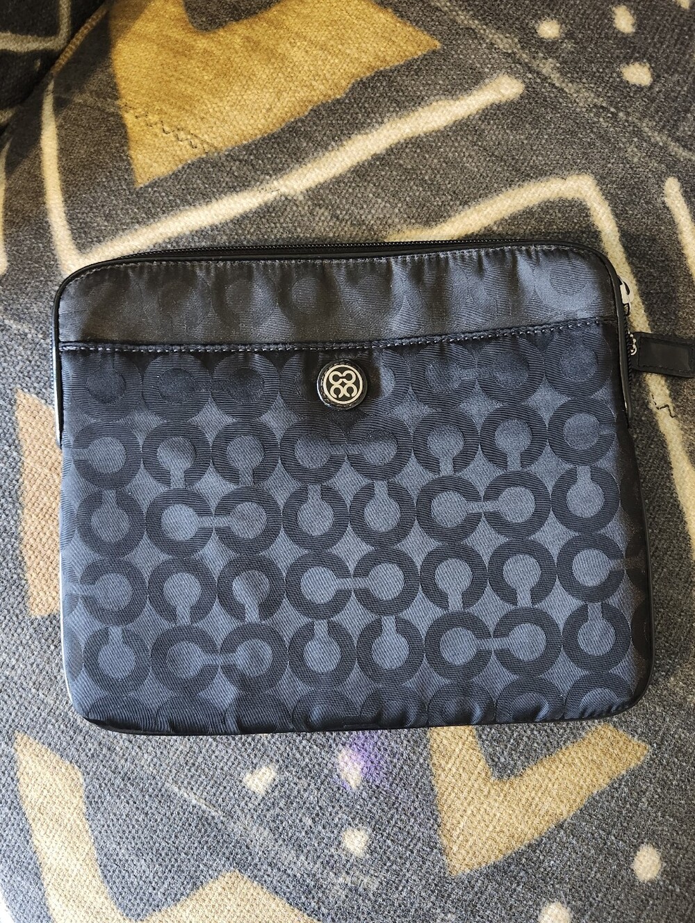 NWOT Coach Black Signature C Jacquard Tablet Sleeve Laptop Bag Case Sateen
